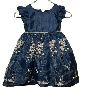 Laura Ashley Elegant Navy Blue Floral Kids Dress